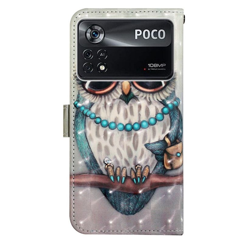 Flip Cover Poco X4 Pro 5G Med Snor Frøken Strappy Owl