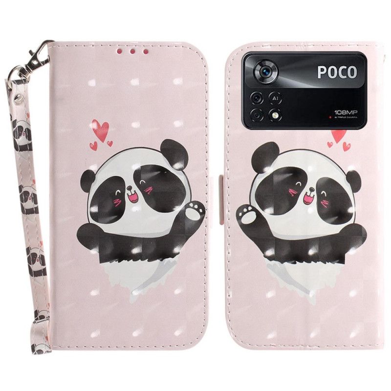 Flip Cover Poco X4 Pro 5G Med Snor Lille Panda Med Rem