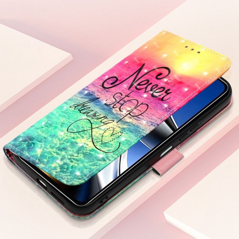 Flip Cover Poco X4 Pro 5G Med Snor Never Stop Dreaming Strappy