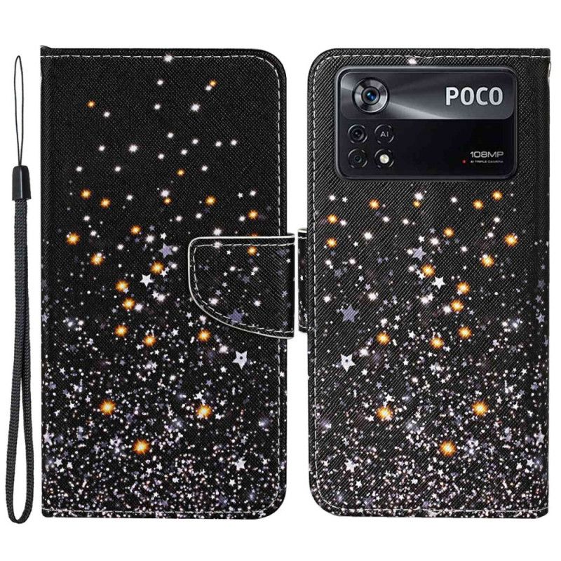 Flip Cover Poco X4 Pro 5G Med Snor Pailleteffektrem