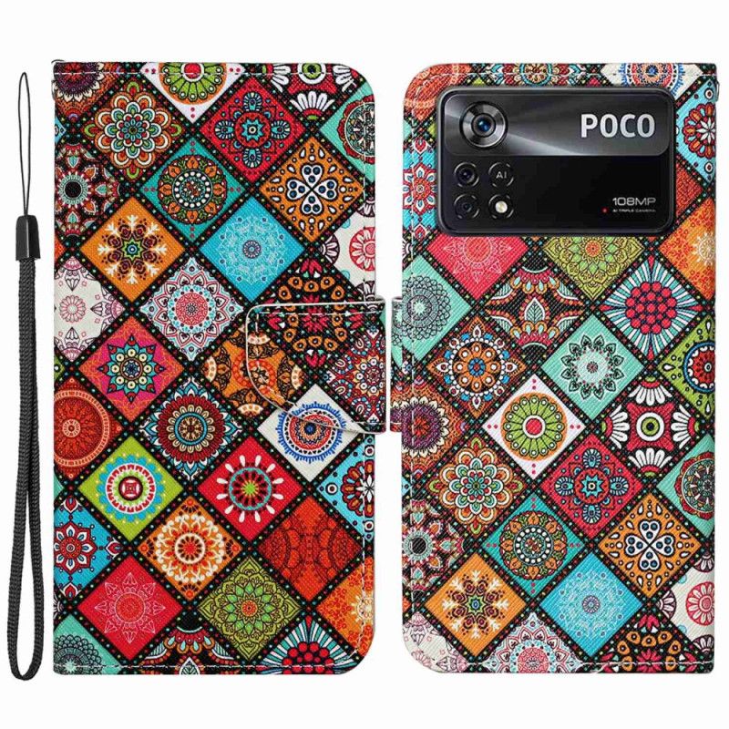 Flip Cover Poco X4 Pro 5G Med Snor Strop Patchwork