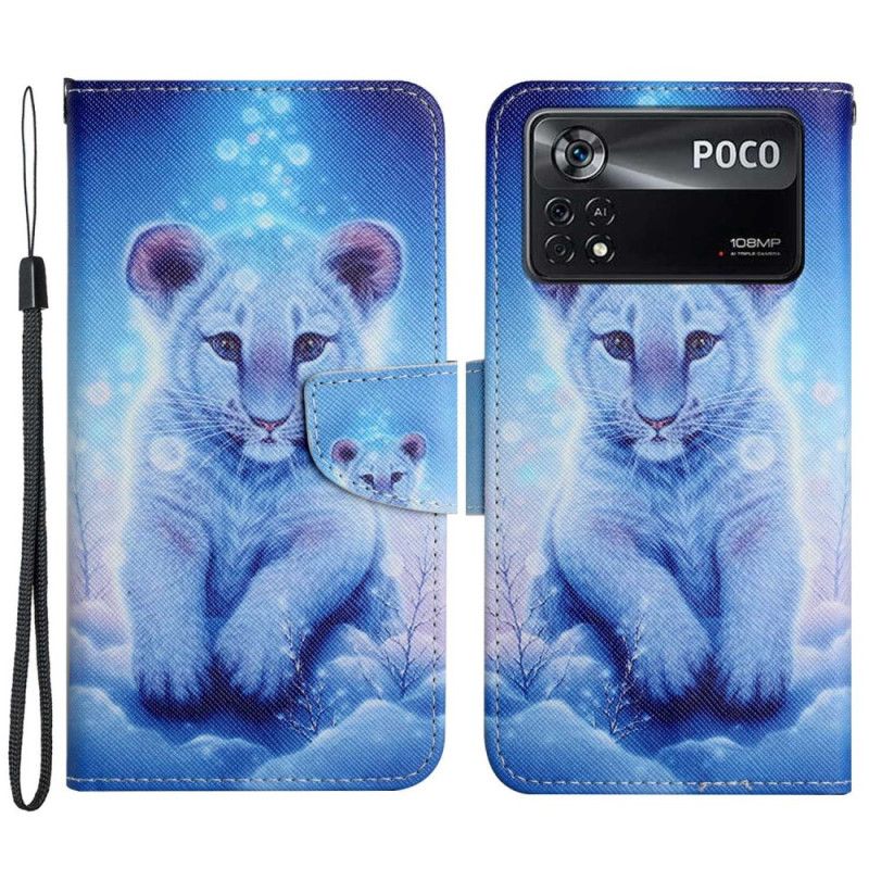 Flip Cover Poco X4 Pro 5G Med Snor Thong Baby Tiger