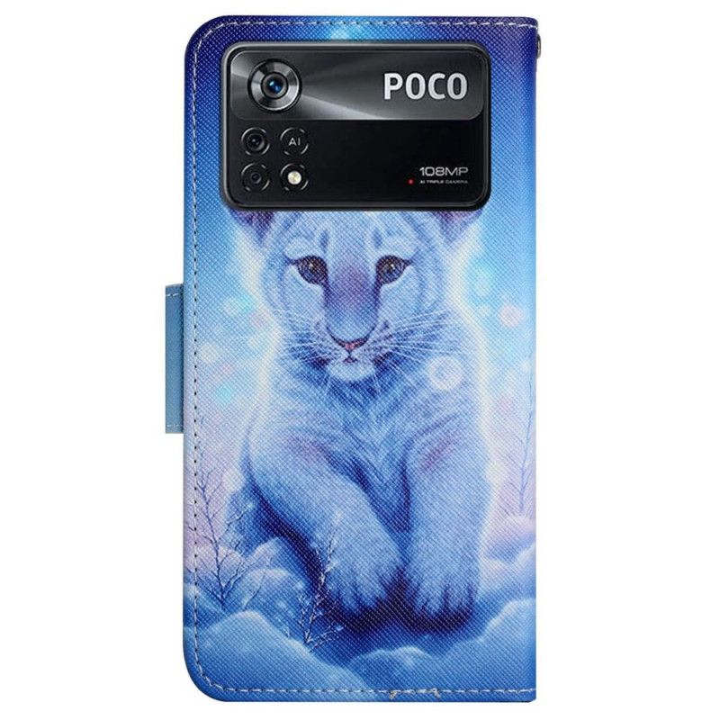 Flip Cover Poco X4 Pro 5G Med Snor Thong Baby Tiger