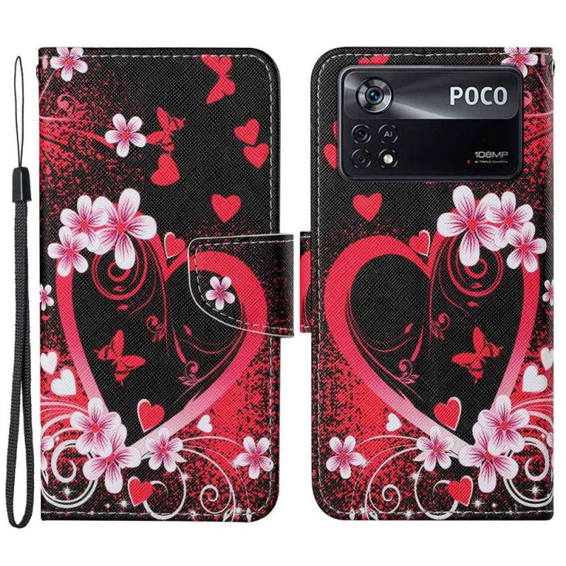 Flip Cover Poco X4 Pro 5G Med Snor Thong Hjerte