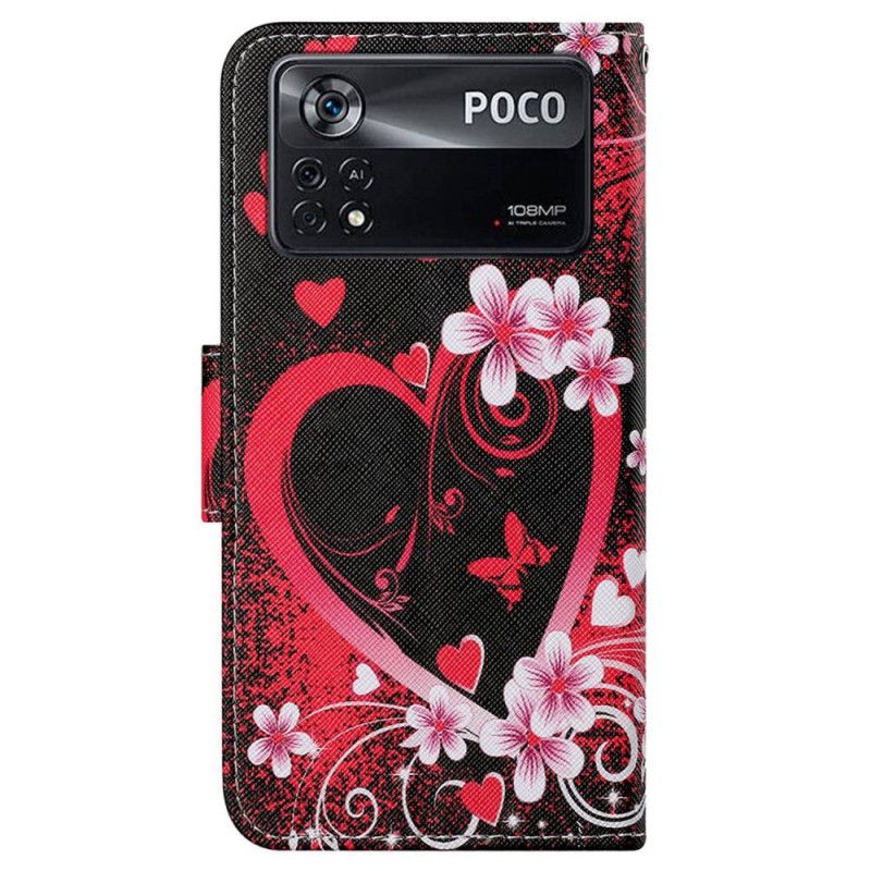 Flip Cover Poco X4 Pro 5G Med Snor Thong Hjerte