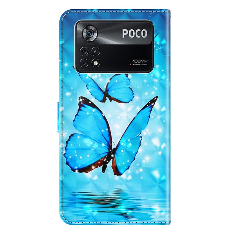 Flip Cover Poco X4 Pro 5G Med Snor Thong Sommerfugle