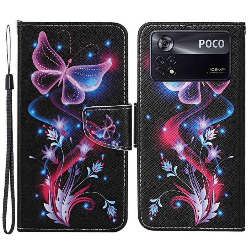 Flip Cover Poco X4 Pro 5G Med Snor Thong Sommerfugledans