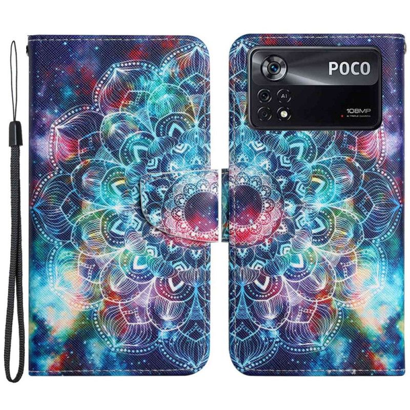 Læder Cover Poco X4 Pro 5G Med Snor Thong Mandala