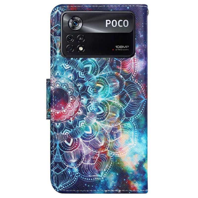 Læder Cover Poco X4 Pro 5G Med Snor Thong Mandala