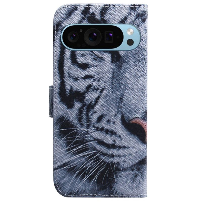 Læder Cover Google Pixel 9 Telefon Etui Hvid Tiger