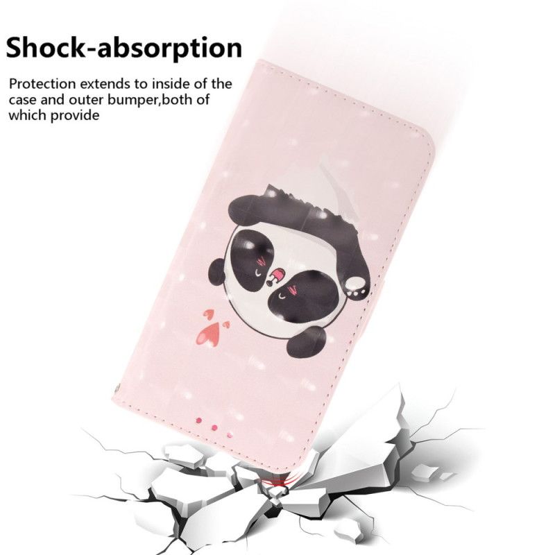 Læder Cover Google Pixel 9 Telefon Etui Panda Love Med Rem