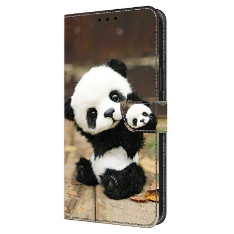 Læder Cover Google Pixel 9 Telefon Etui Panda Mønster