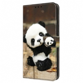 Læder Cover Google Pixel 9 Telefon Etui Panda Mønster