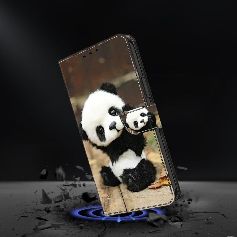 Læder Cover Google Pixel 9 Telefon Etui Panda Mønster