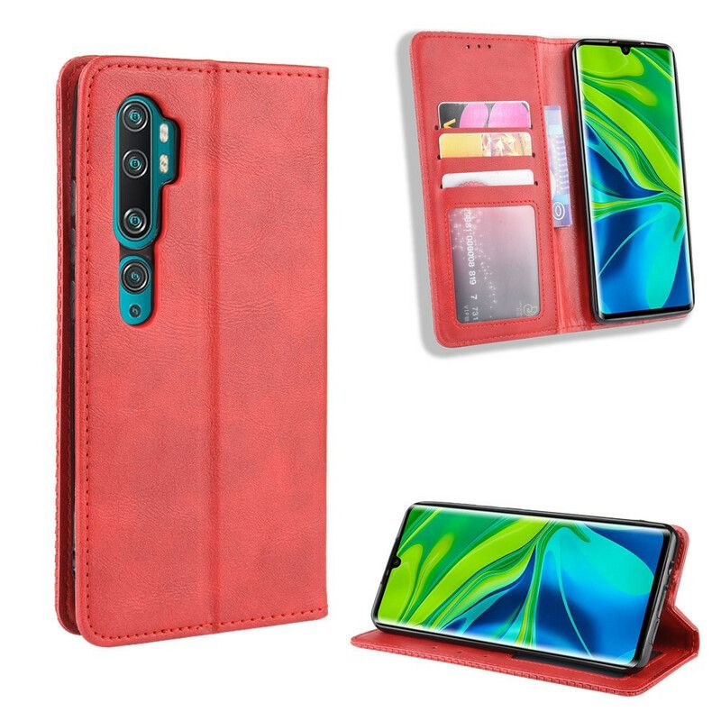 Cover Xiaomi Mi Note 10 / 10 Pro Flip Cover Vintage Stiliseret Lædereffekt