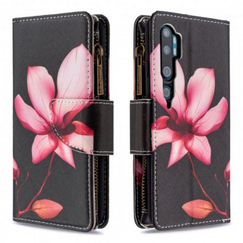 Læder Cover Xiaomi Mi Note 10 / 10 Pro Blomsterlomme Med Lynlås