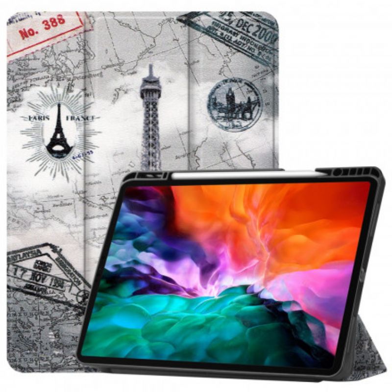 Cover iPad Pro 12.9" (2021) (2020) (2018) Eiffeltårnet Stylus Holder