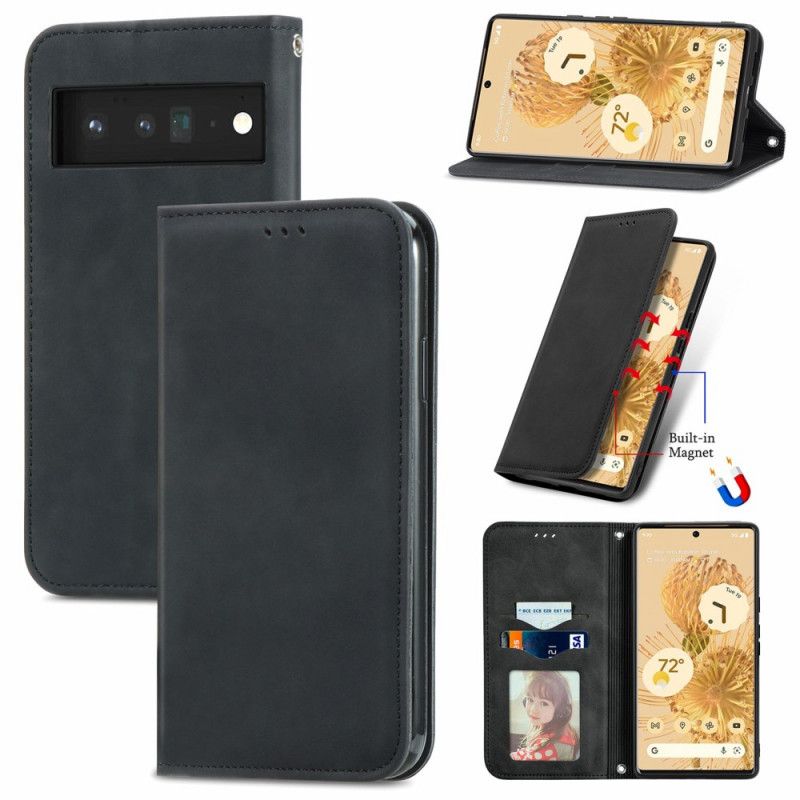 Cover Google Pixel 6 Flip Cover Vintage Skin-touch Design