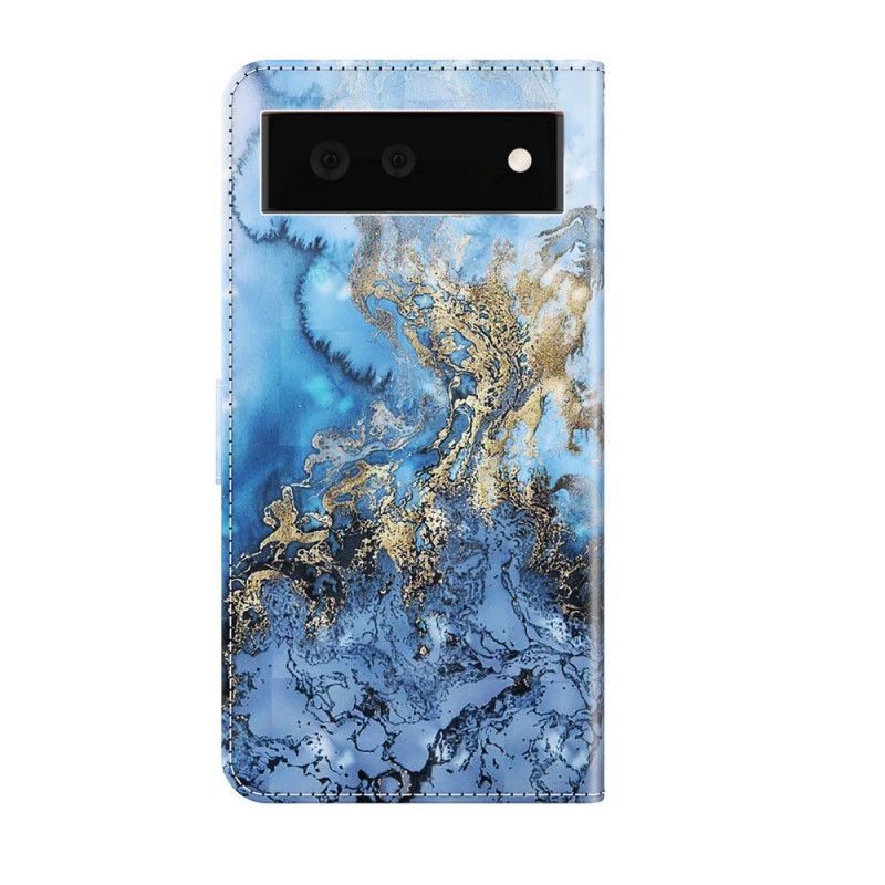 Læder Cover Google Pixel 6 Light Spot Marble Design Med Nøglebånd