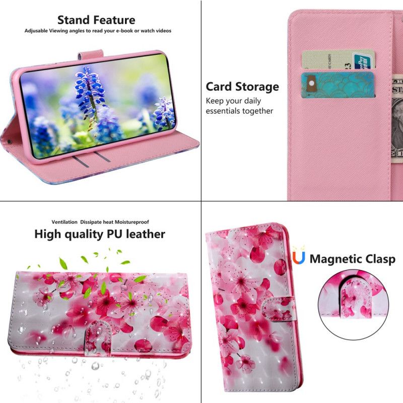 Læder Cover Google Pixel 6 Pink Blomster