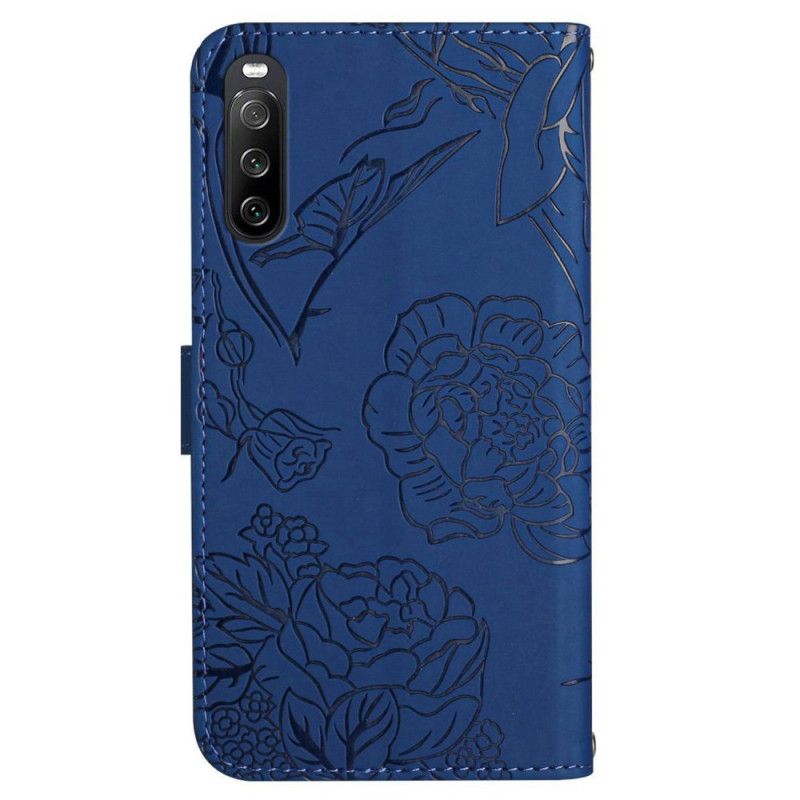 Flip Cover Sony Xperia 10 Vi Sommerfugletryk Med Rem