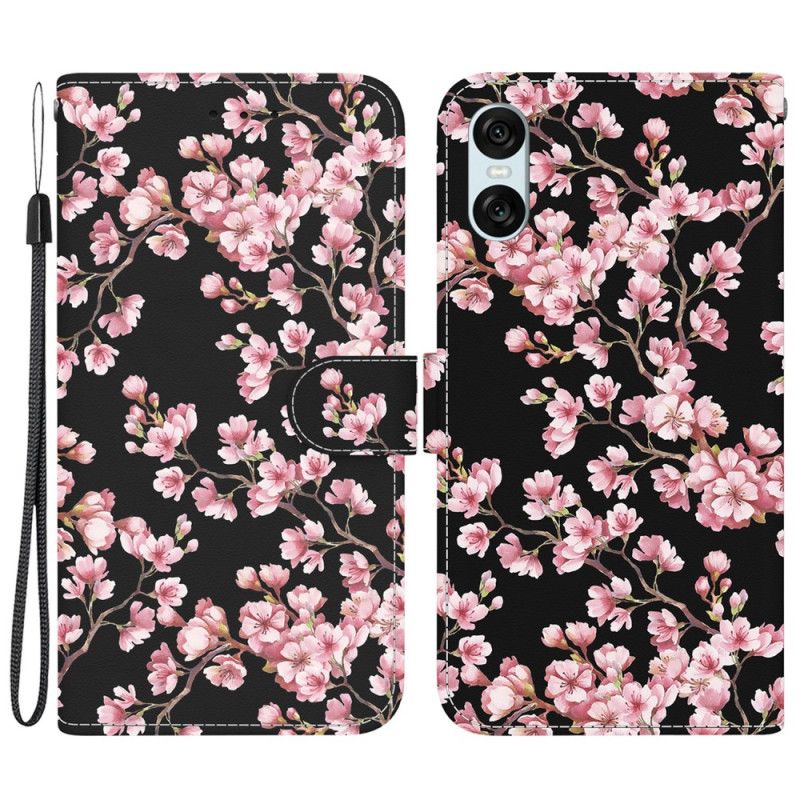 Flip Cover Til Sony Xperia 10 Vi Omspændte Blommeblomster