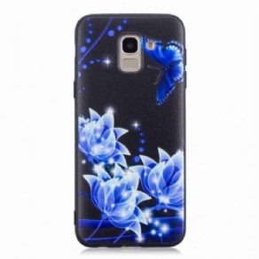 Cover Samsung Galaxy J6 Sommerfugl Og Blå Blomster