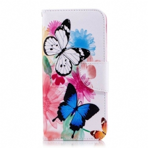 Flip Cover Samsung Galaxy J6 Malede Sommerfugle Og Blomster