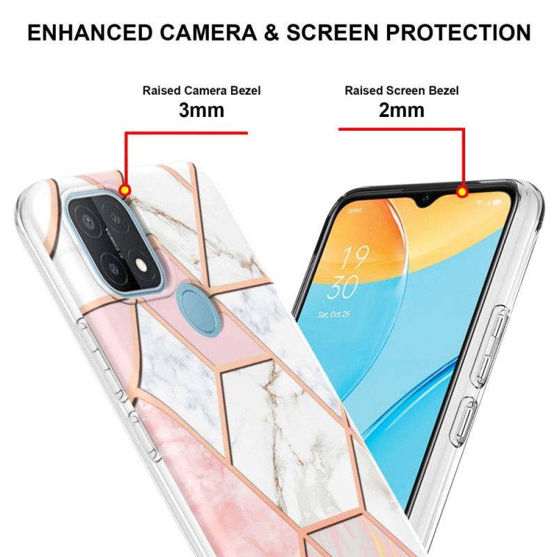 Cover Oppo A15 Blinkende Geometrisk Marmor