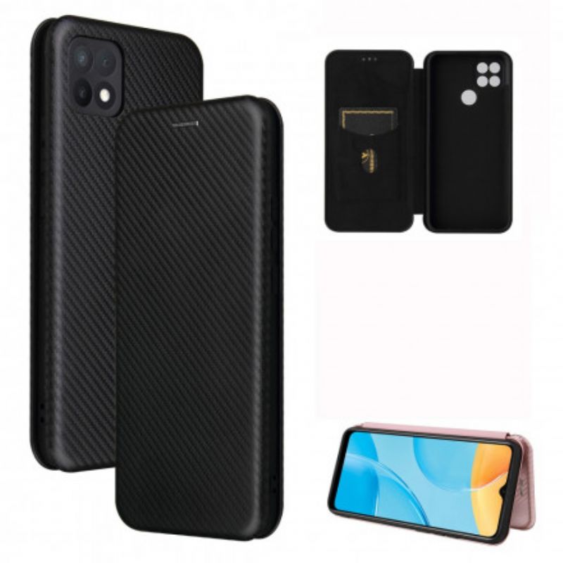 Cover Oppo A15 Flip Cover Farvet Carbon Silikone