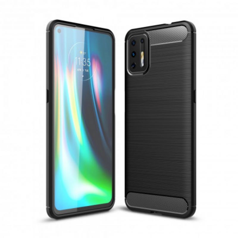 Cover Moto G9 Plus Børstet Kulfiber