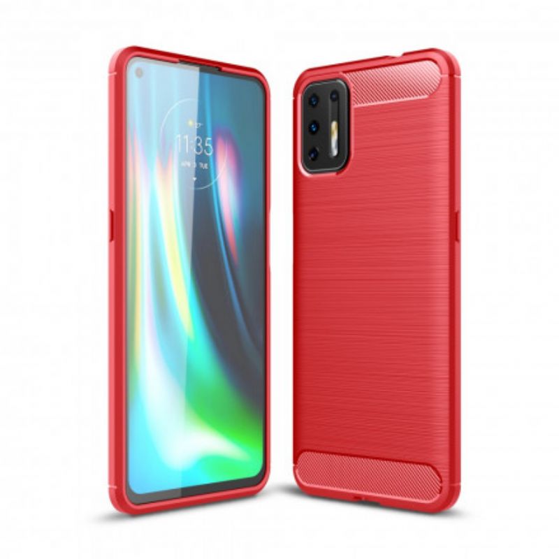 Cover Moto G9 Plus Børstet Kulfiber