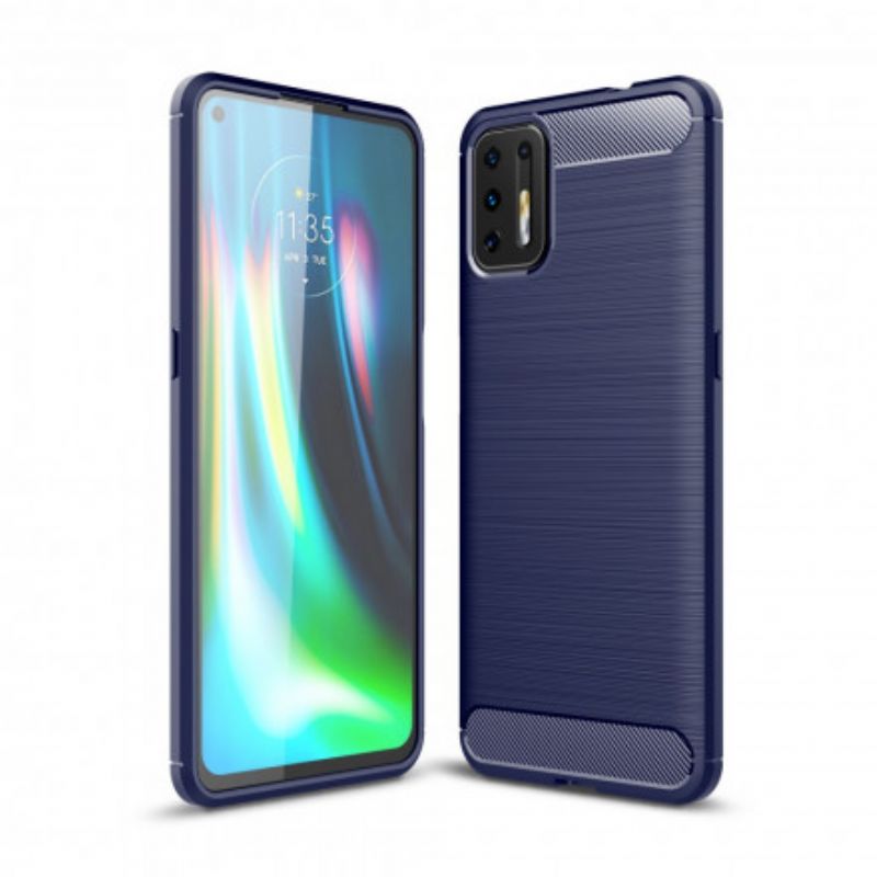 Cover Moto G9 Plus Børstet Kulfiber