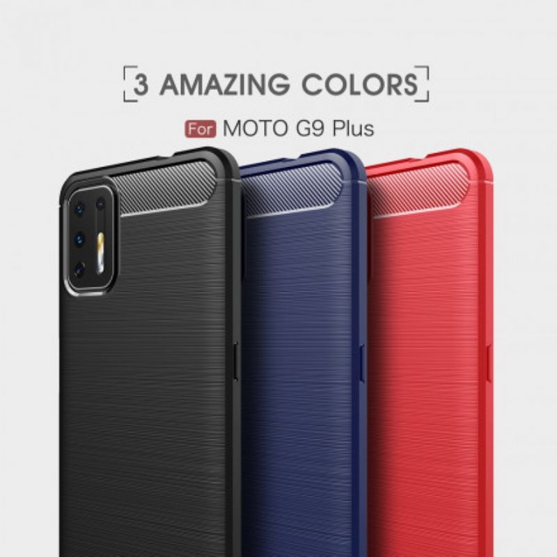 Cover Moto G9 Plus Børstet Kulfiber