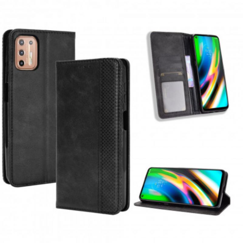 Cover Moto G9 Plus Flip Cover Stylet Vintage Lædereffekt