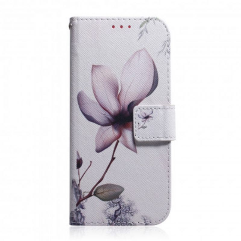 Flip Cover Moto G9 Plus Gammel Rosenblomst