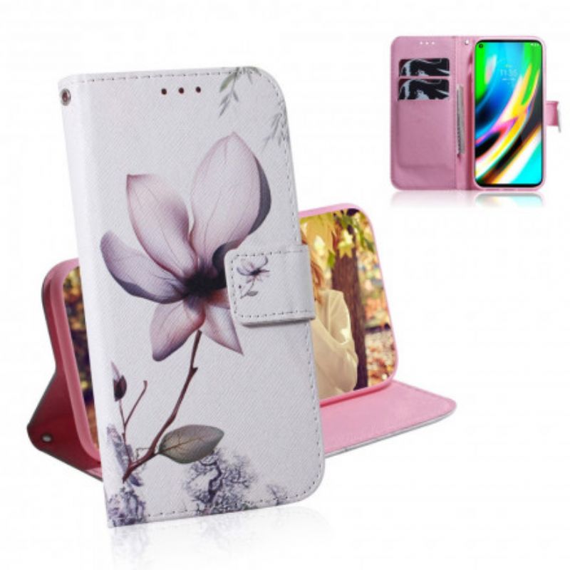 Flip Cover Moto G9 Plus Gammel Rosenblomst