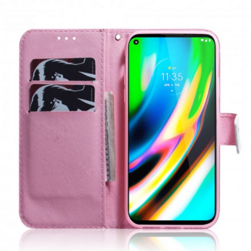 Flip Cover Moto G9 Plus Gammel Rosenblomst