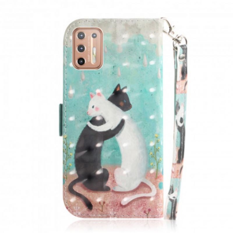 Flip Cover Moto G9 Plus Med Snor Thong Cat Friends