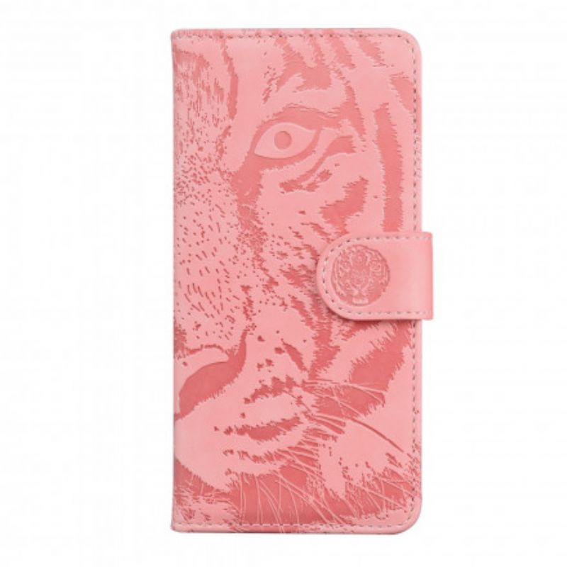 Flip Cover Moto G9 Plus Tiger Face Print