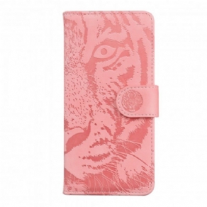 Flip Cover Moto G9 Plus Tiger Face Print