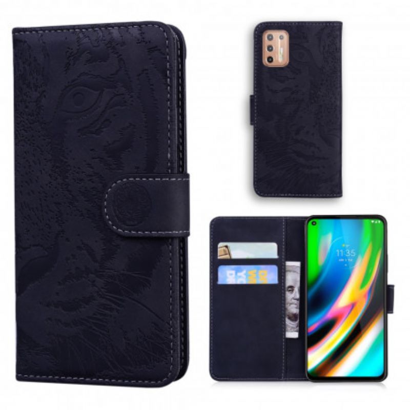 Flip Cover Moto G9 Plus Tiger Face Print