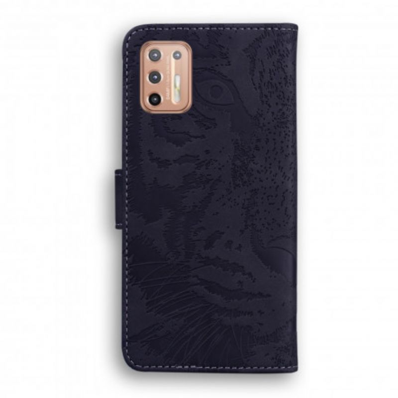 Flip Cover Moto G9 Plus Tiger Face Print