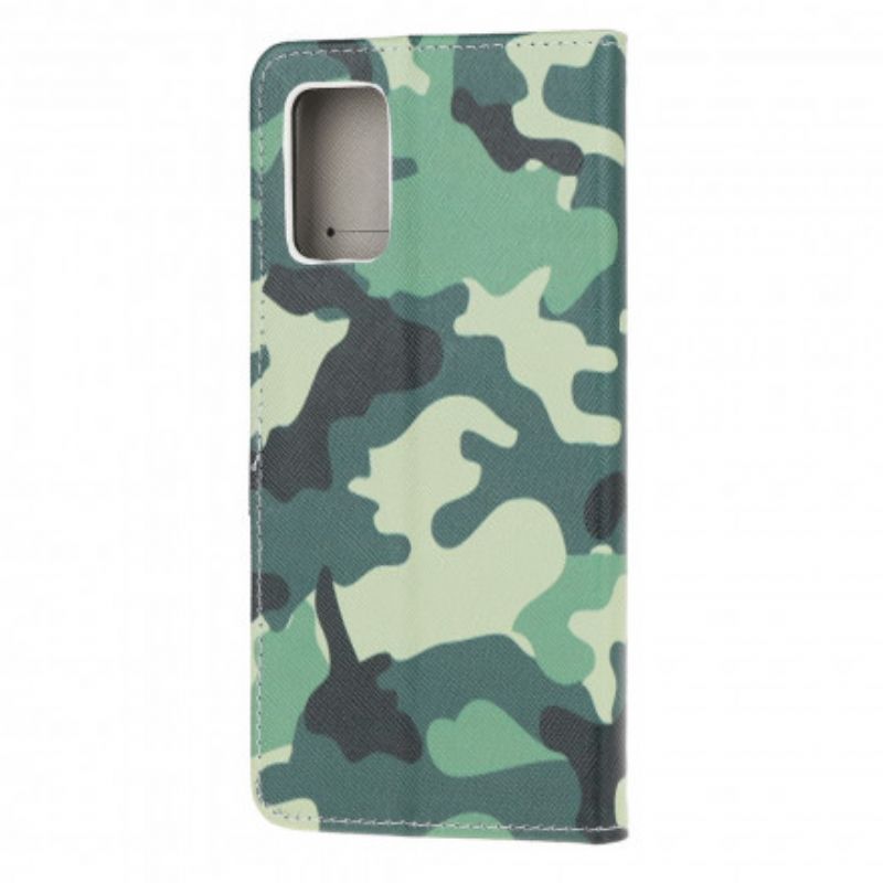 Læder Cover Moto G9 Plus Militær Camouflage