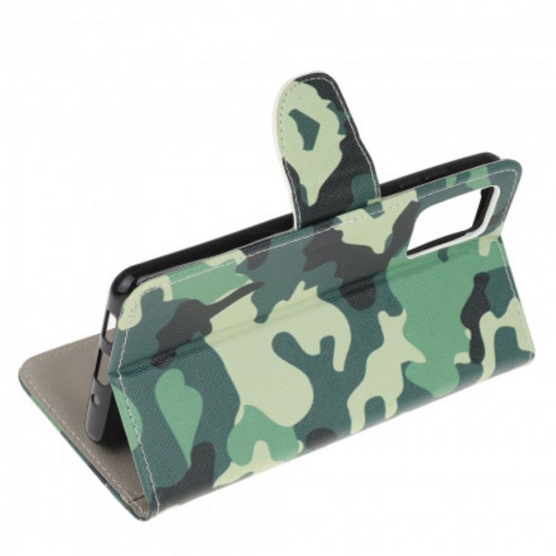 Læder Cover Moto G9 Plus Militær Camouflage