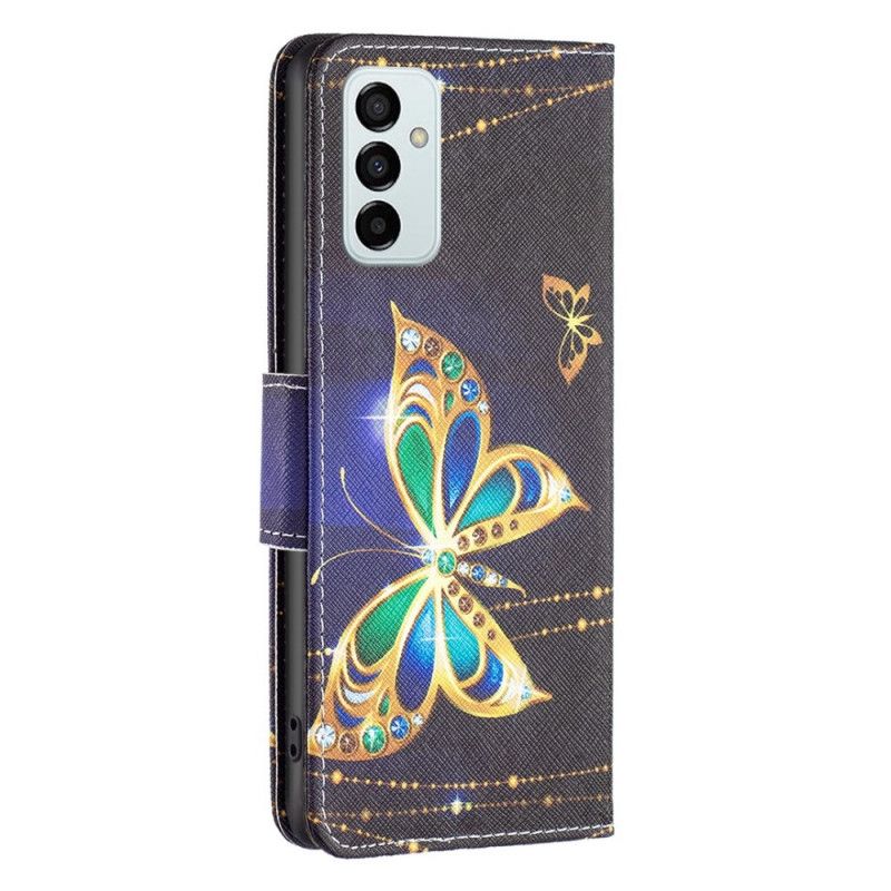 Flip Cover Samsung Galaxy M23 5G Gylden Sommerfugl