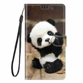 Flip Cover Samsung Galaxy M23 5G Med Snor Lille Panda Med Rem