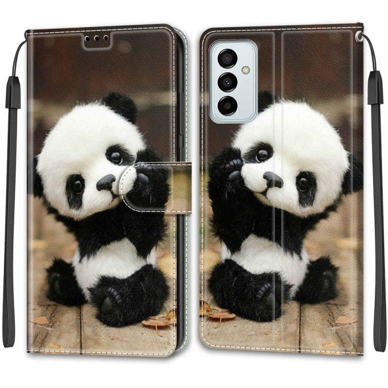 Flip Cover Samsung Galaxy M23 5G Med Snor Lille Panda Med Rem