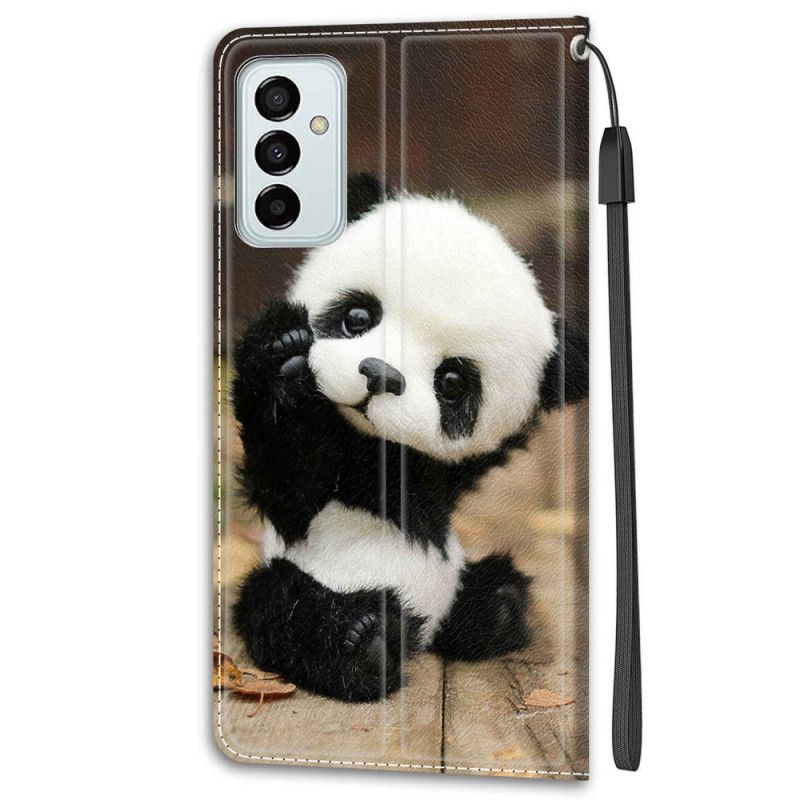 Flip Cover Samsung Galaxy M23 5G Med Snor Lille Panda Med Rem