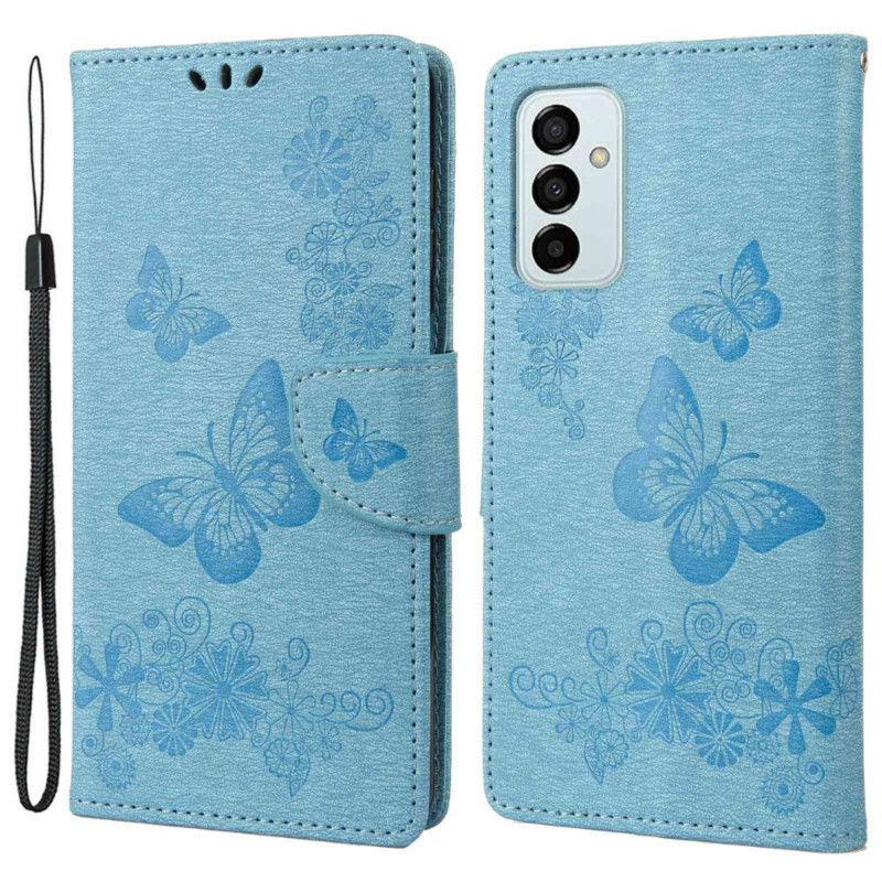 Flip Cover Samsung Galaxy M23 5G Med Snor Thong Sommerfugle